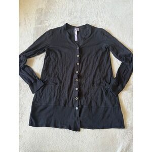 Wilt Button Down Cardigan Sweater Knit Pockets Long Sleeve Black Size Large‎